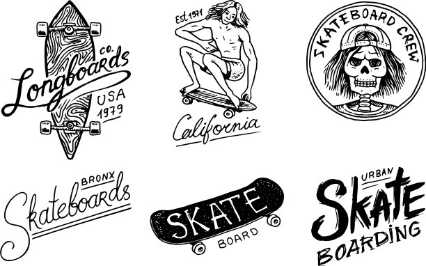 一套滑板商标标志图片下载