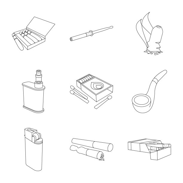 孤立物体设备和吸烟符号图片下载