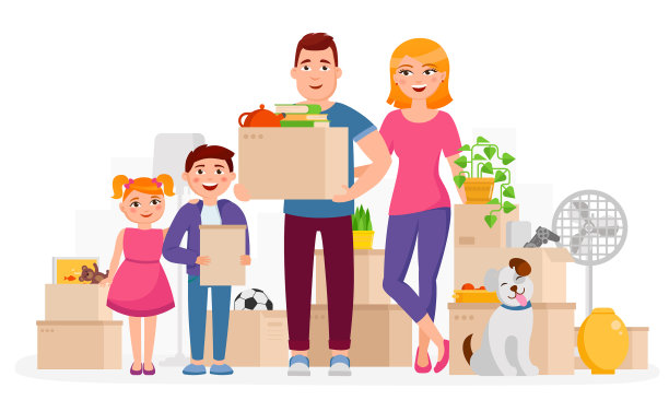 幸福的一家人搬进新家图片下载