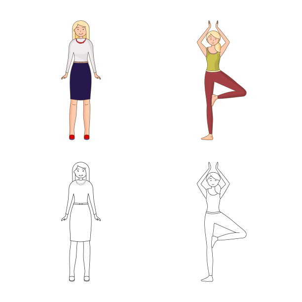 设计姿态和情绪的标志集图片下载