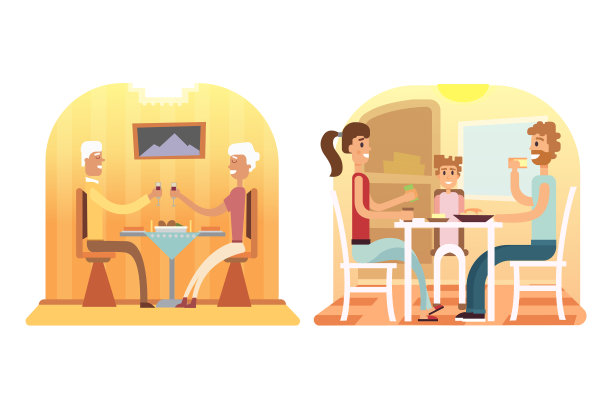 家庭假日卡通概念妈妈爸爸儿子图片下载