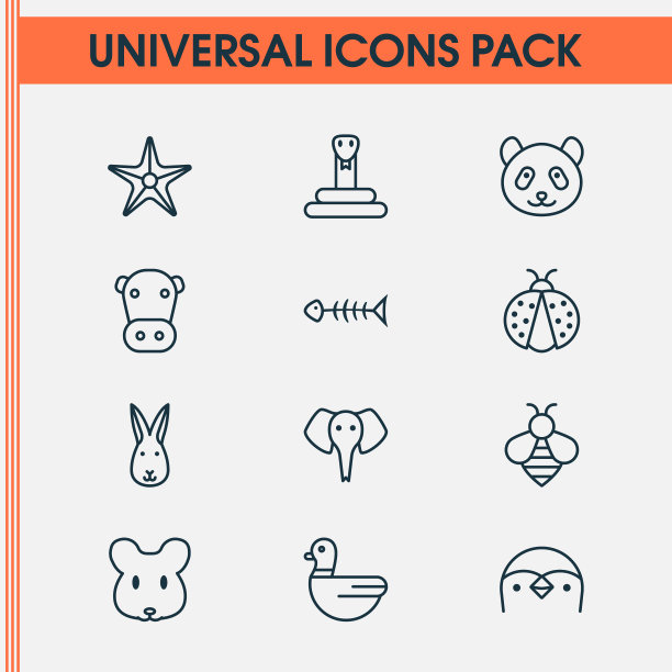 动物园图标设置大象，兔子，蛇和图片下载