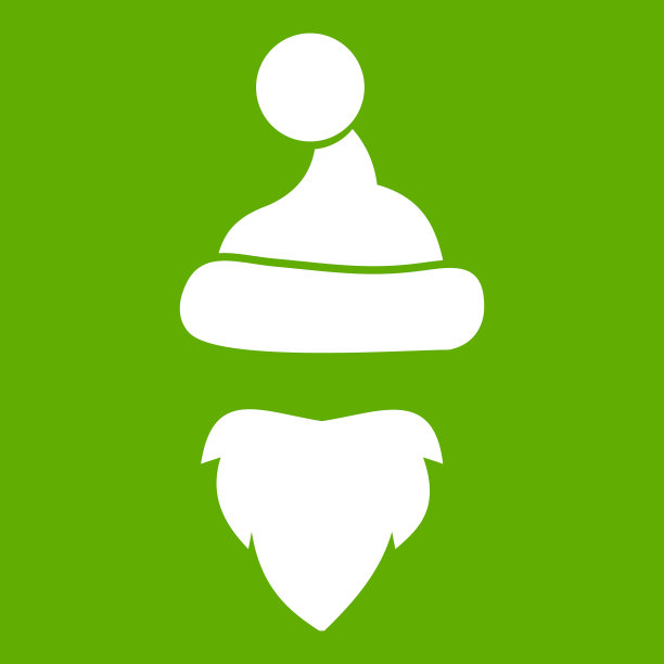 帽子上有圣诞老人的绒球和胡子图标图片下载