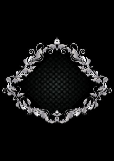 银白色框架与花卉图案和图片下载