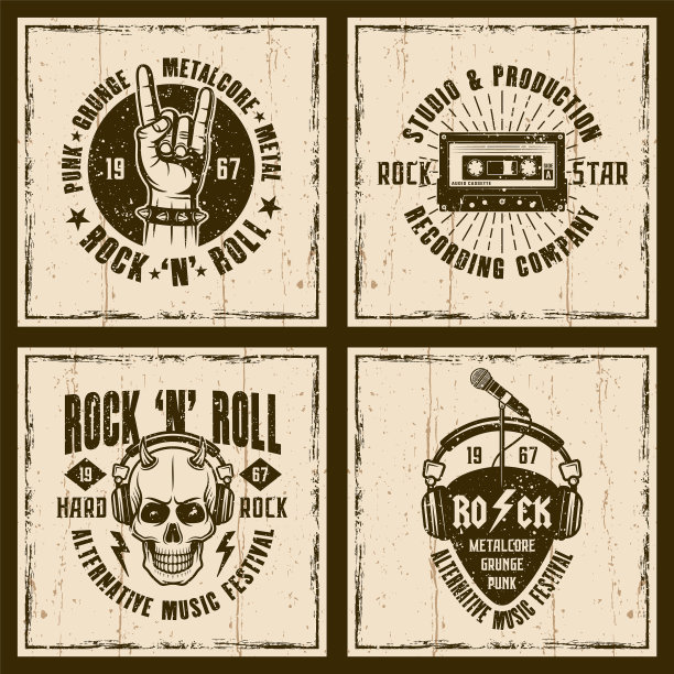 摇滚乐四种复古风格的象征图片下载
