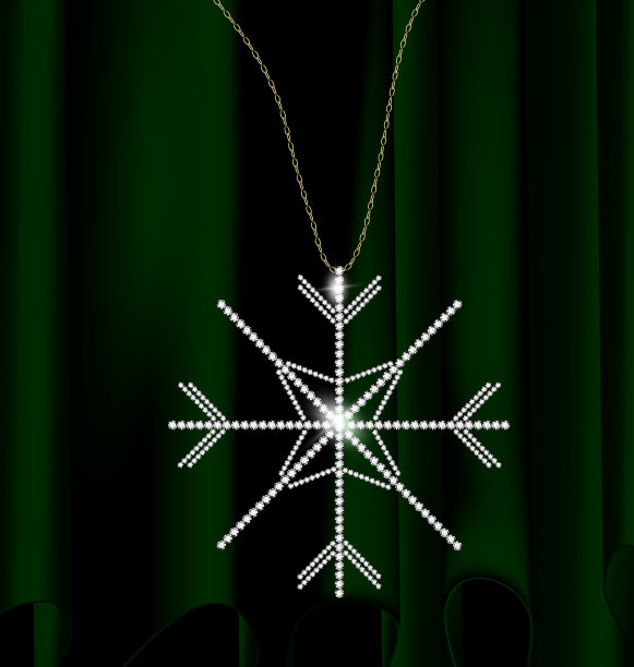 绿色的窗帘和宝石雪花图片下载