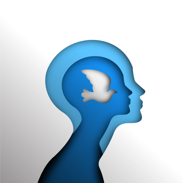 剪纸头与鸽子鸟的思想自由图片下载