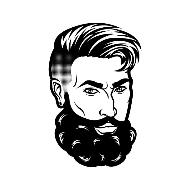 留胡子的男人留着时髦的发型图片下载