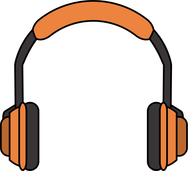 孤立的橙色耳机图标图像图片下载