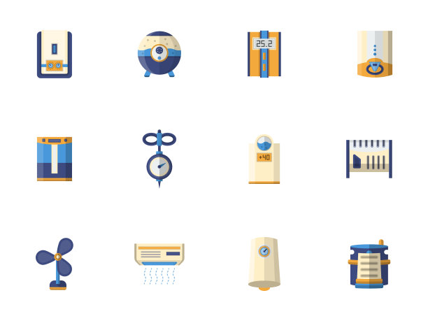 气候设备单色图标集图片下载