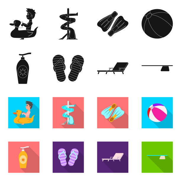 游泳池和游泳标志套的设计图片下载