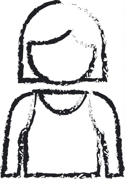 女孩半身的单色模糊剪影图片下载