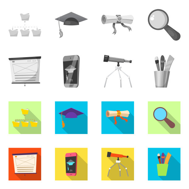 设计教育和学习图标集图片下载