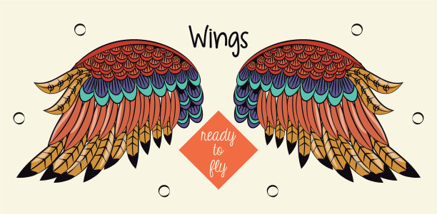 翅膀准备好飞翔的徽章图片下载