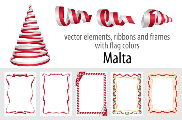 带有旗帜颜色的丝带和框架元素图片下载