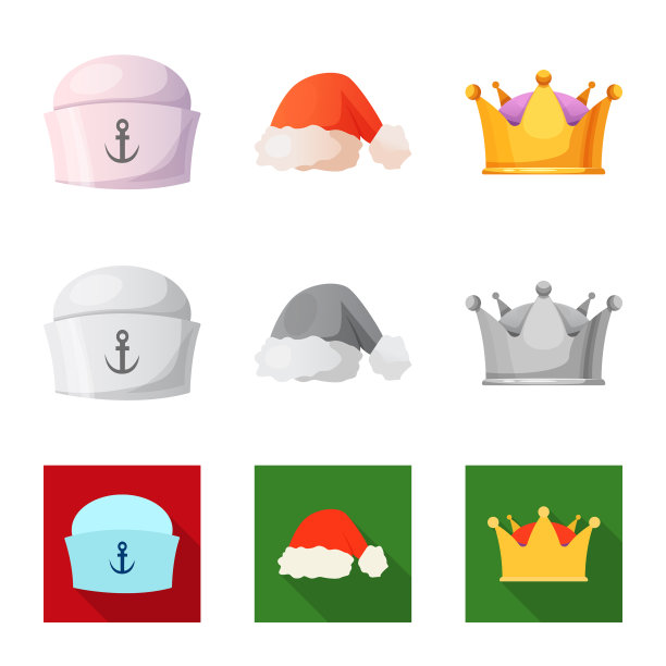孤立对象的帽子和帽子符号图片下载