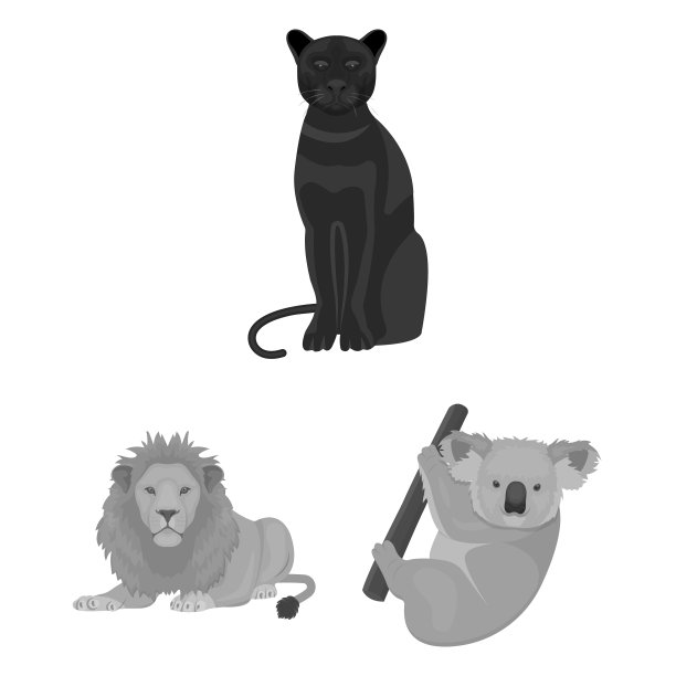 不同的动物单色图标设置图片下载