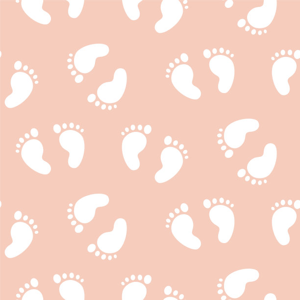 婴儿脚印无缝模式的女孩图片下载