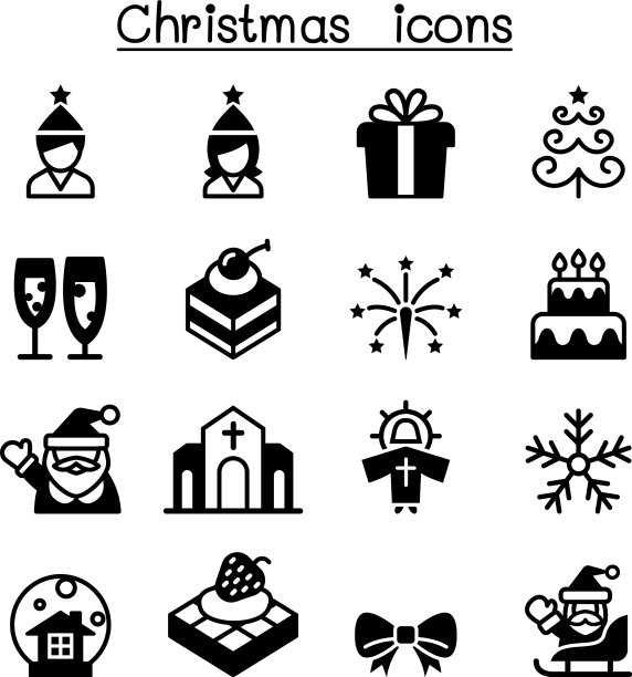 基本圣诞图标集图片下载