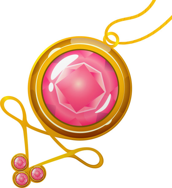 卡通吊坠与粉色水晶宝石图片下载