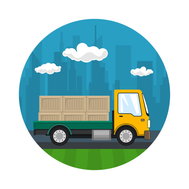 小货车与盒子的图标图片下载