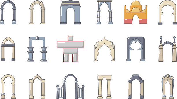 拱门图标设置卡通风格图片下载