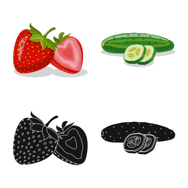 设计了蔬菜和水果的标志集图片下载