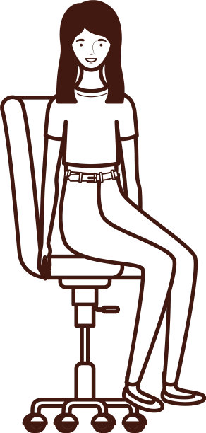 剪影女人坐在办公室的椅子上图片下载