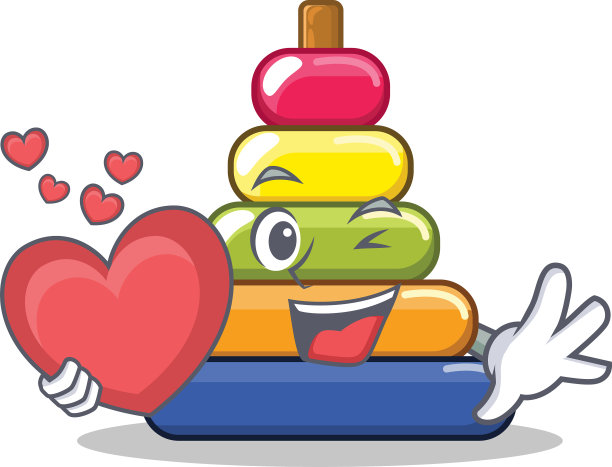 带有心形金字塔环的卡通人物图片下载