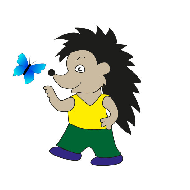 可爱的卡通刺猬和蝴蝶图片下载