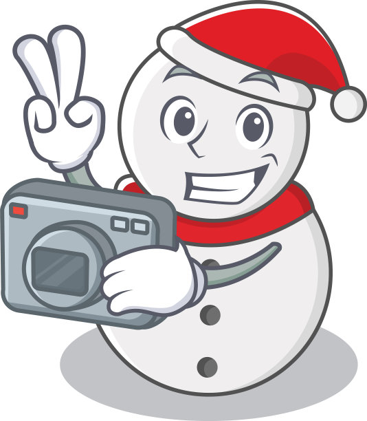 摄影师雪人卡通人物风格图片下载