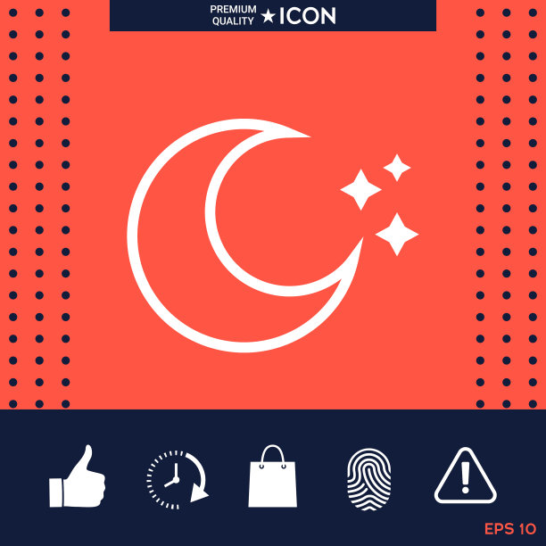 月亮星星线条图标图片下载