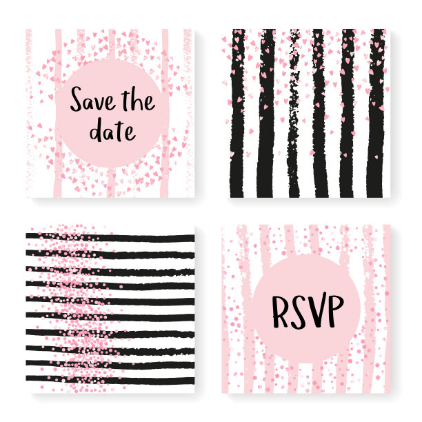 婚礼彩纸条纹请柬图片下载