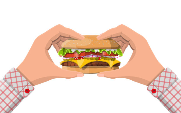 美味的汉堡孤立在手中图片下载