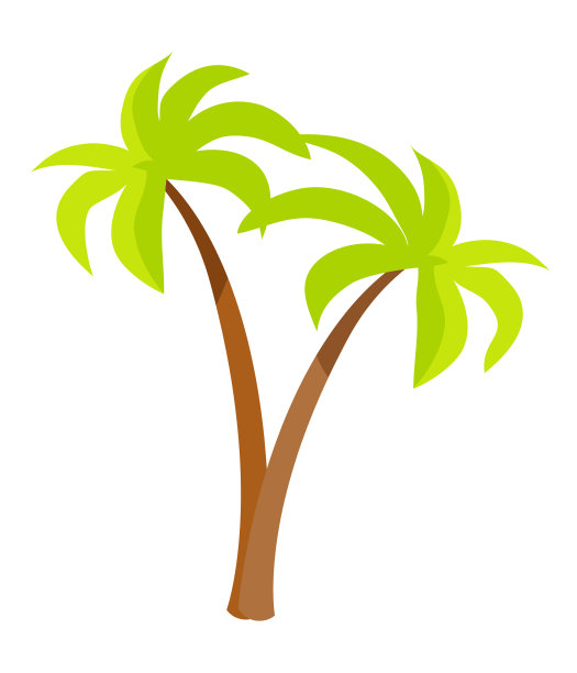 带有绿色叶子和树干的棕榈树图标图片下载
