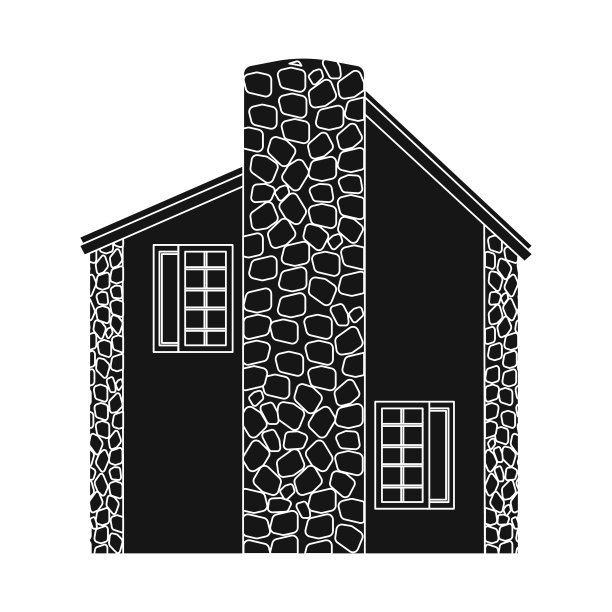 设计的建筑和前面的图标集图片下载