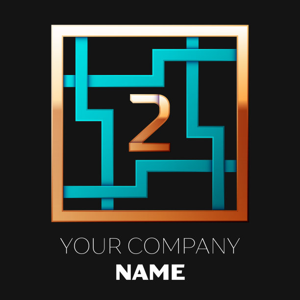 金色数字2标志在方块迷宫中图片下载