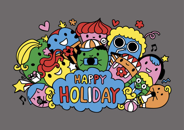 可爱的怪物和朋友们在度假图片下载