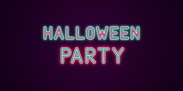 霓虹节日碑文为万圣节派对图片下载