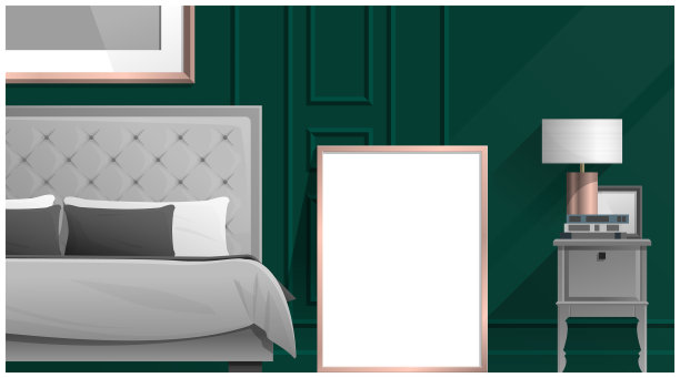 在卧室模拟海报框架图片下载