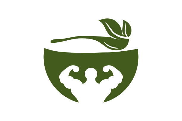 碗叶勺肌肉健康食品标志设计图片下载