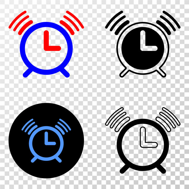 闹钟eps图标与轮廓版图片下载