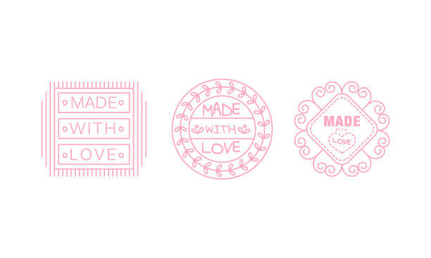 以爱的标志设置粉红色徽章标签标签图片下载