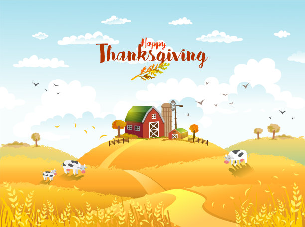 感恩秋景与农场图片下载