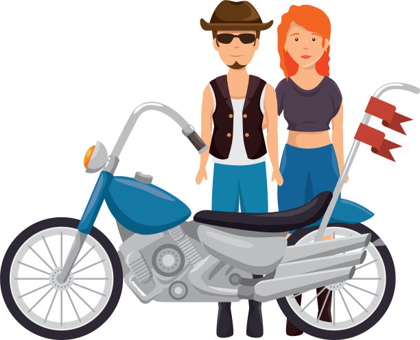 粗糙的摩托车夫妇的化身角色图片下载