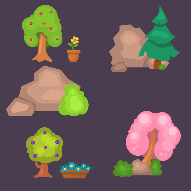 花园树木，花，草，游戏公园图片下载