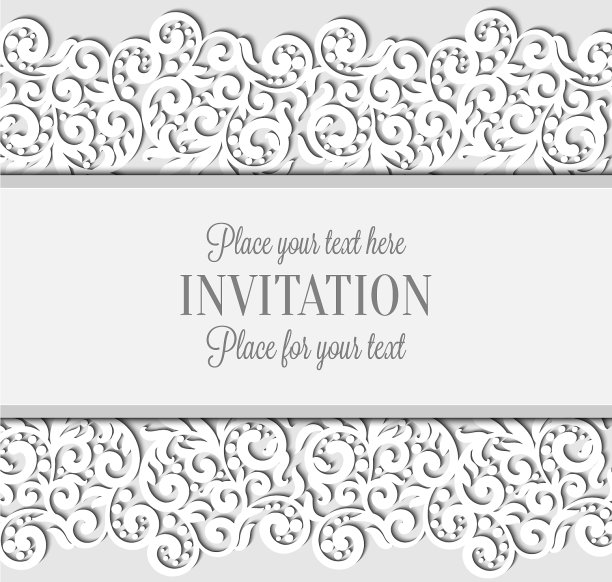 婚礼卡片与纸蕾丝框架花边桌布图片下载