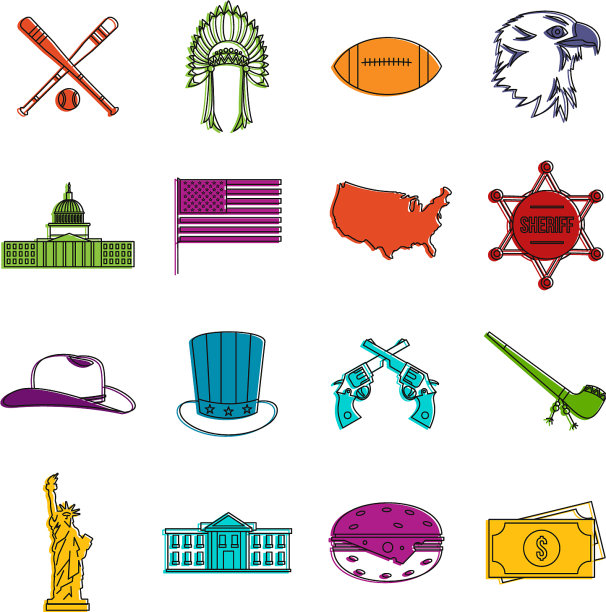 美国图标涂鸦集图片下载