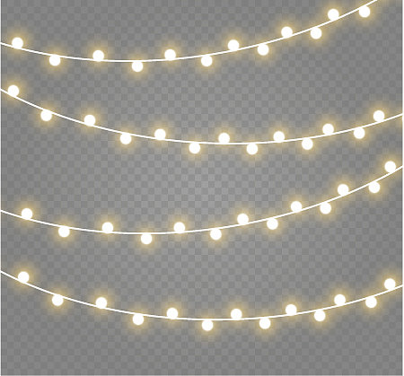 圣诞彩灯孤立透明图片下载