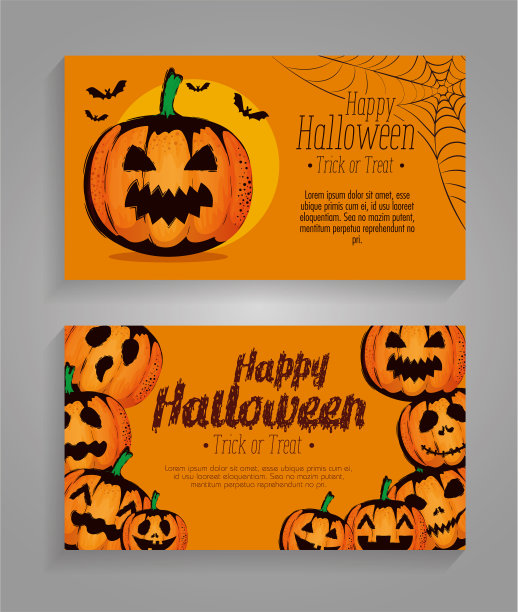 万圣节快乐套装卡片图片下载